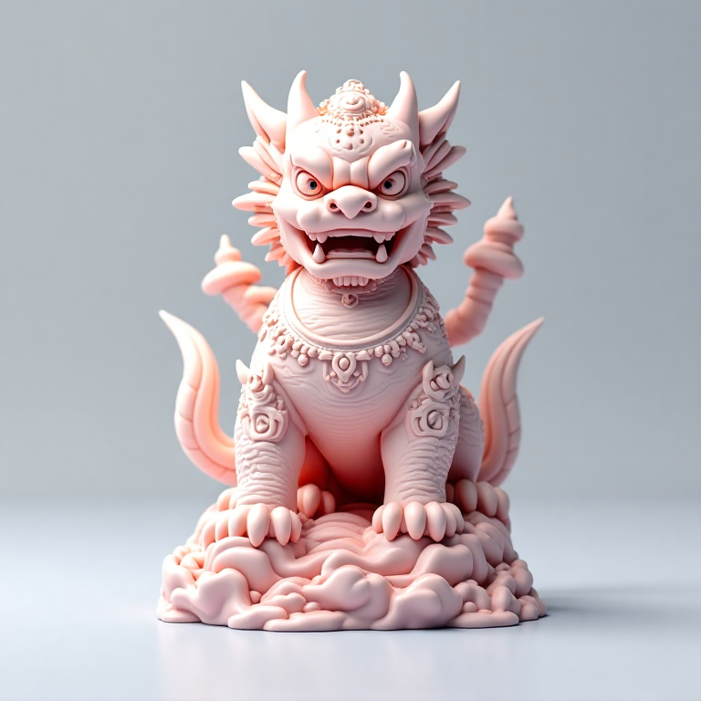 Chinese Guardian — circuit board, pastel