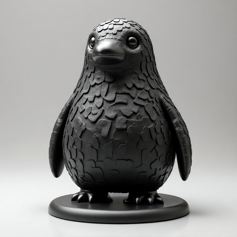 Chonky Animal — Plump Penguin, mossy, obsidian