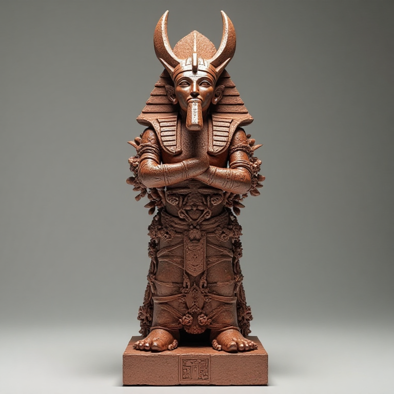 Egyptian God — Osiris, feathered, wave, art